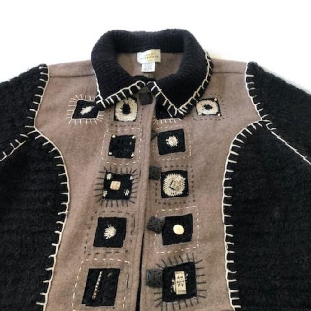 Designer - Sandy Starkman unique bohemian, wearable artisan embroidered sweater